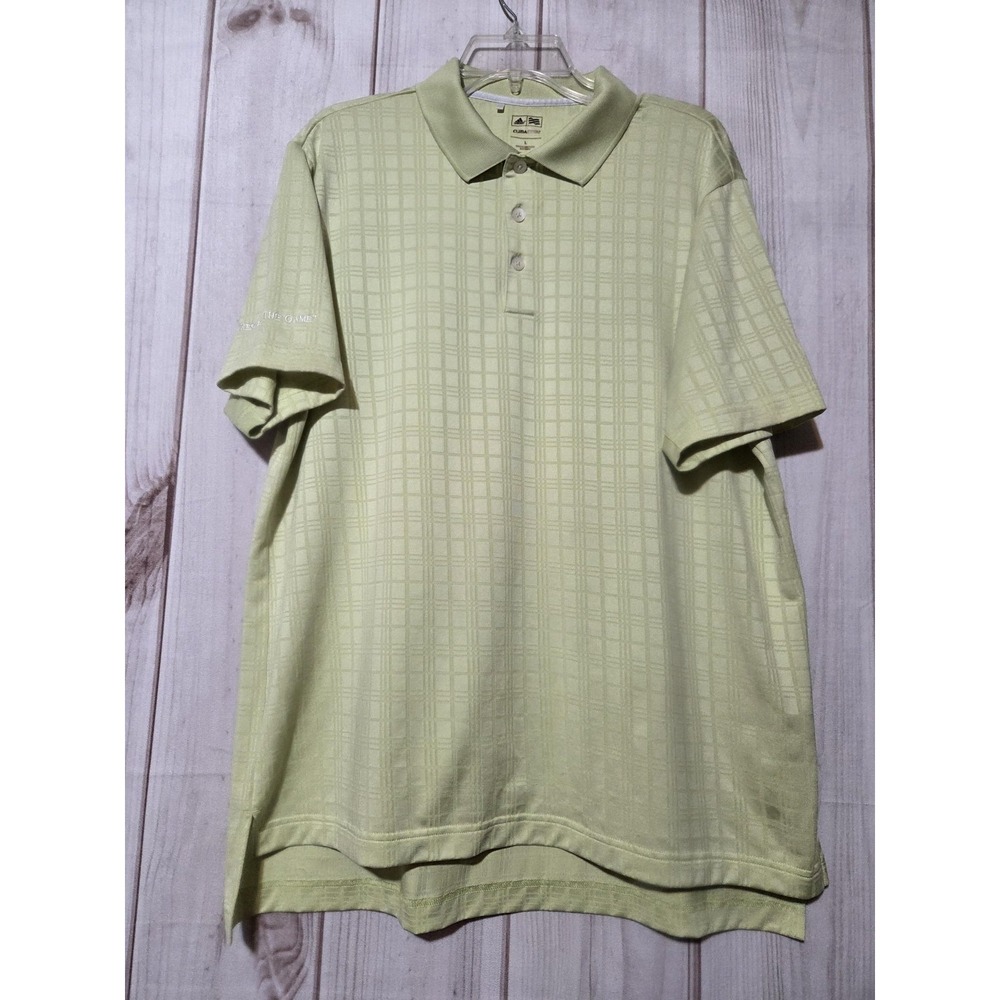 Adidas ClimaCool Golf‎ Polo Shirt Mens Large Green Plaid Flint Hills National